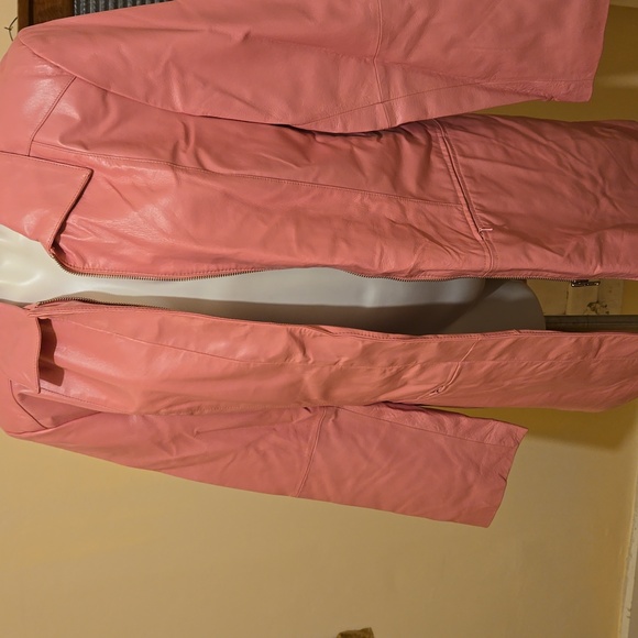 NWT New Trend  pink leather coat Sz L - Picture 5 of 9